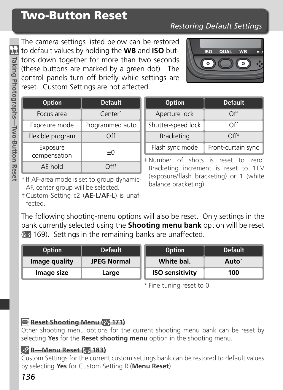 Two-button reset | Nikon D2Xs User Manual | Page 150 / 288