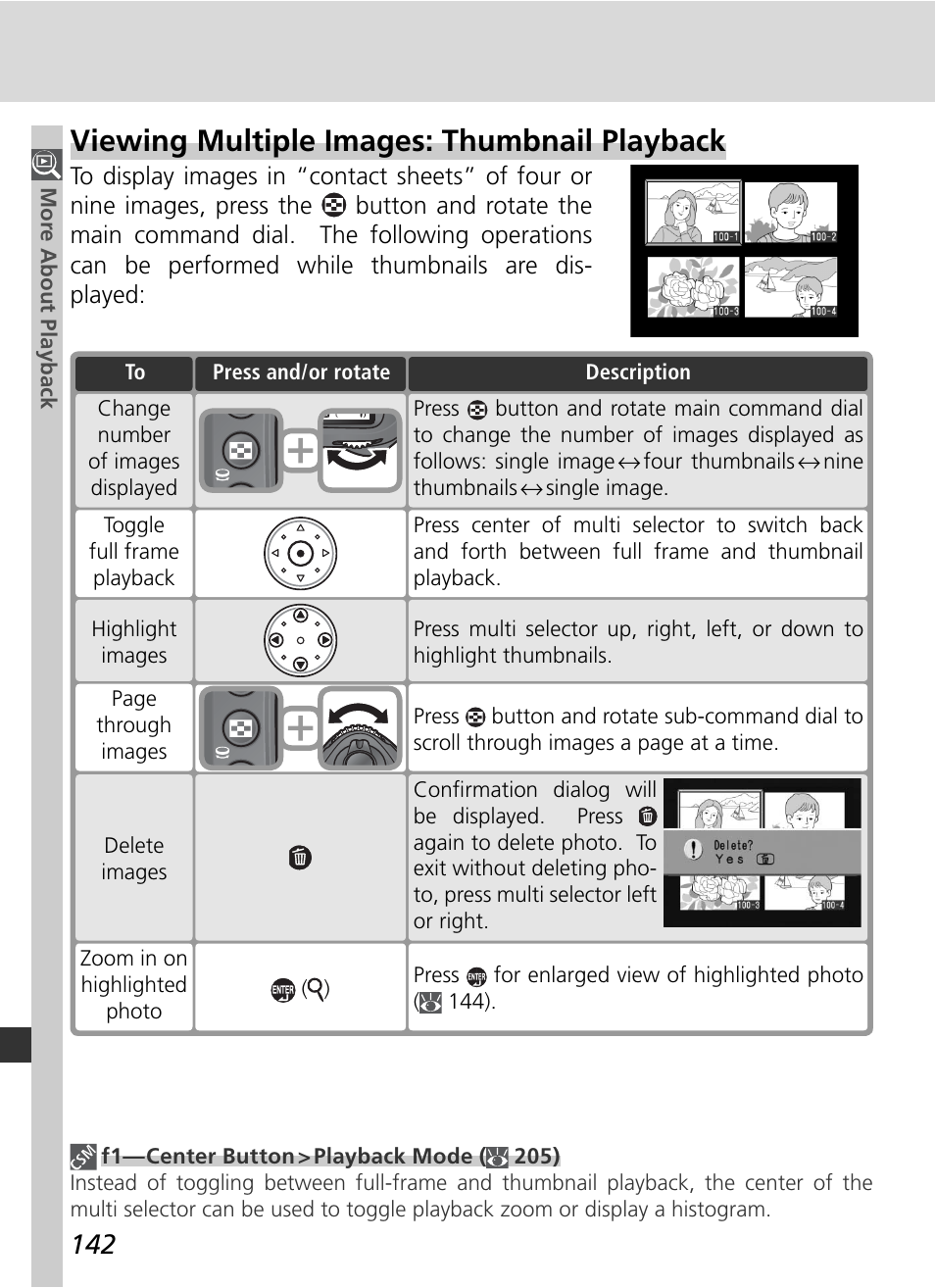Viewing multiple images: thumbnail playback | Nikon D2Xs User Manual | Page 156 / 288
