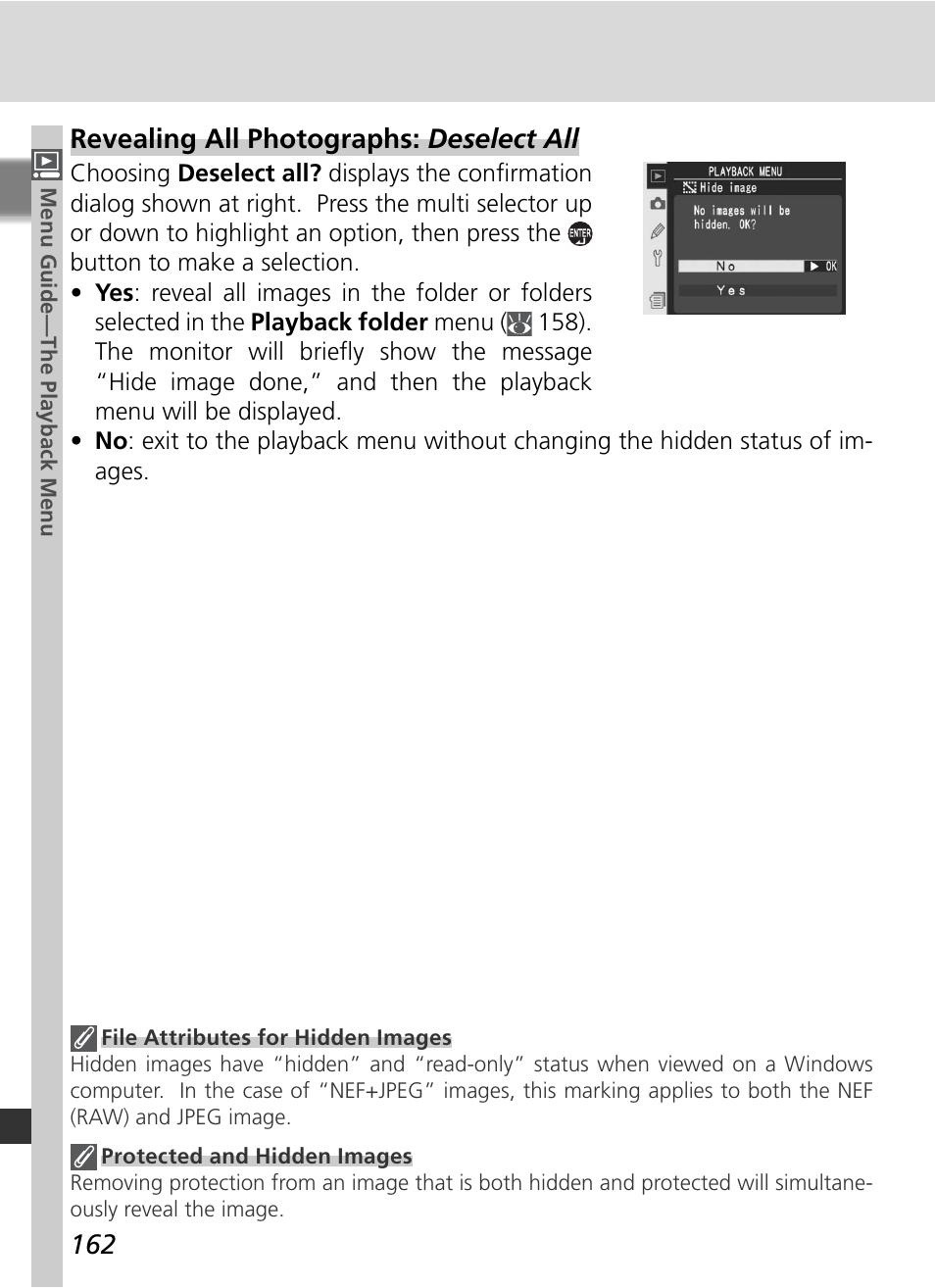 Revealing all photographs: deselect all | Nikon D2Xs User Manual | Page 176 / 288