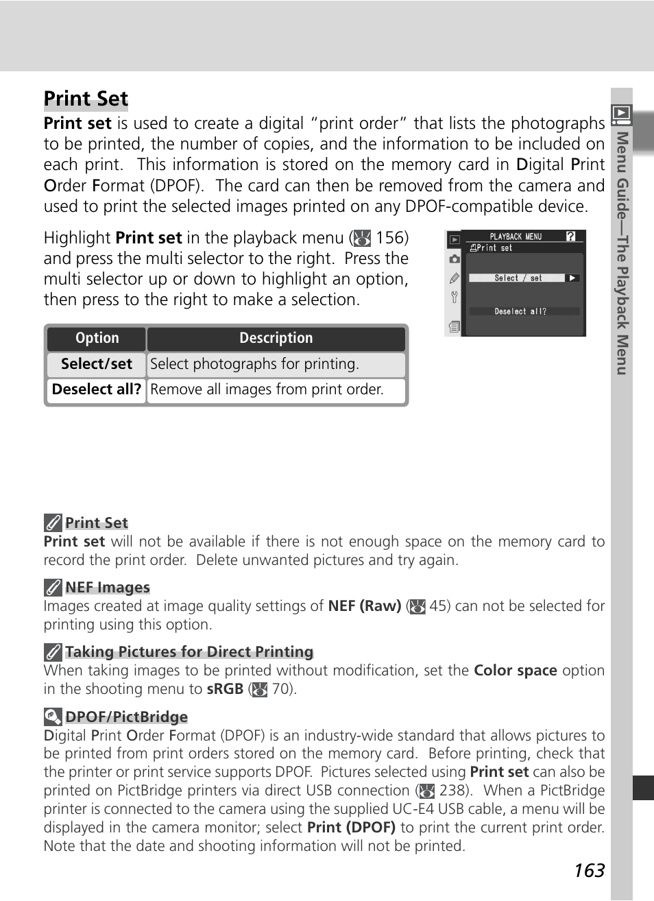 Print set | Nikon D2Xs User Manual | Page 177 / 288