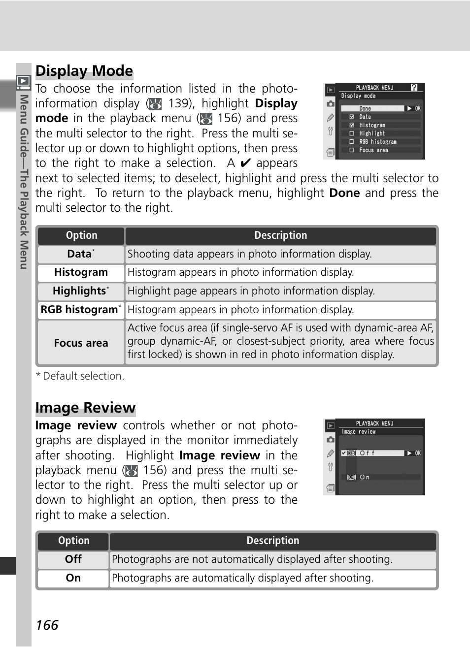 Display mode, Image review | Nikon D2Xs User Manual | Page 180 / 288