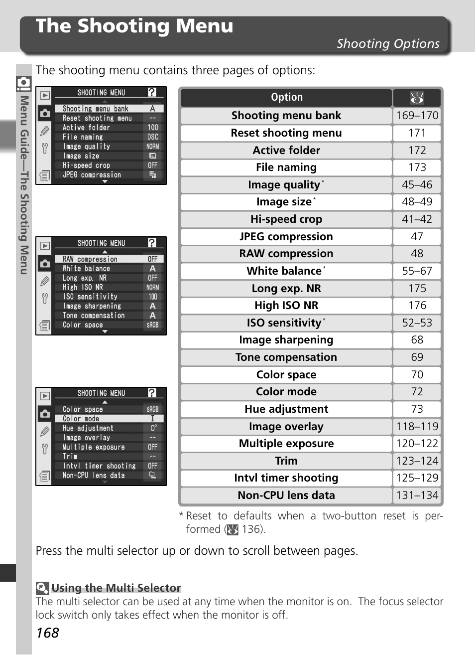 The shooting menu | Nikon D2Xs User Manual | Page 182 / 288
