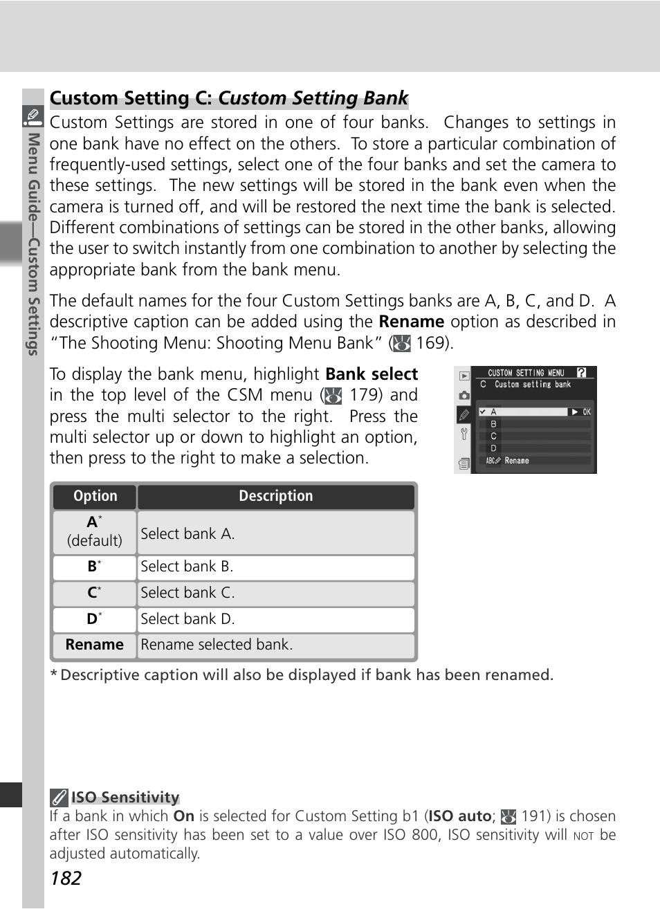 Custom setting c: custom setting bank | Nikon D2Xs User Manual | Page 196 / 288