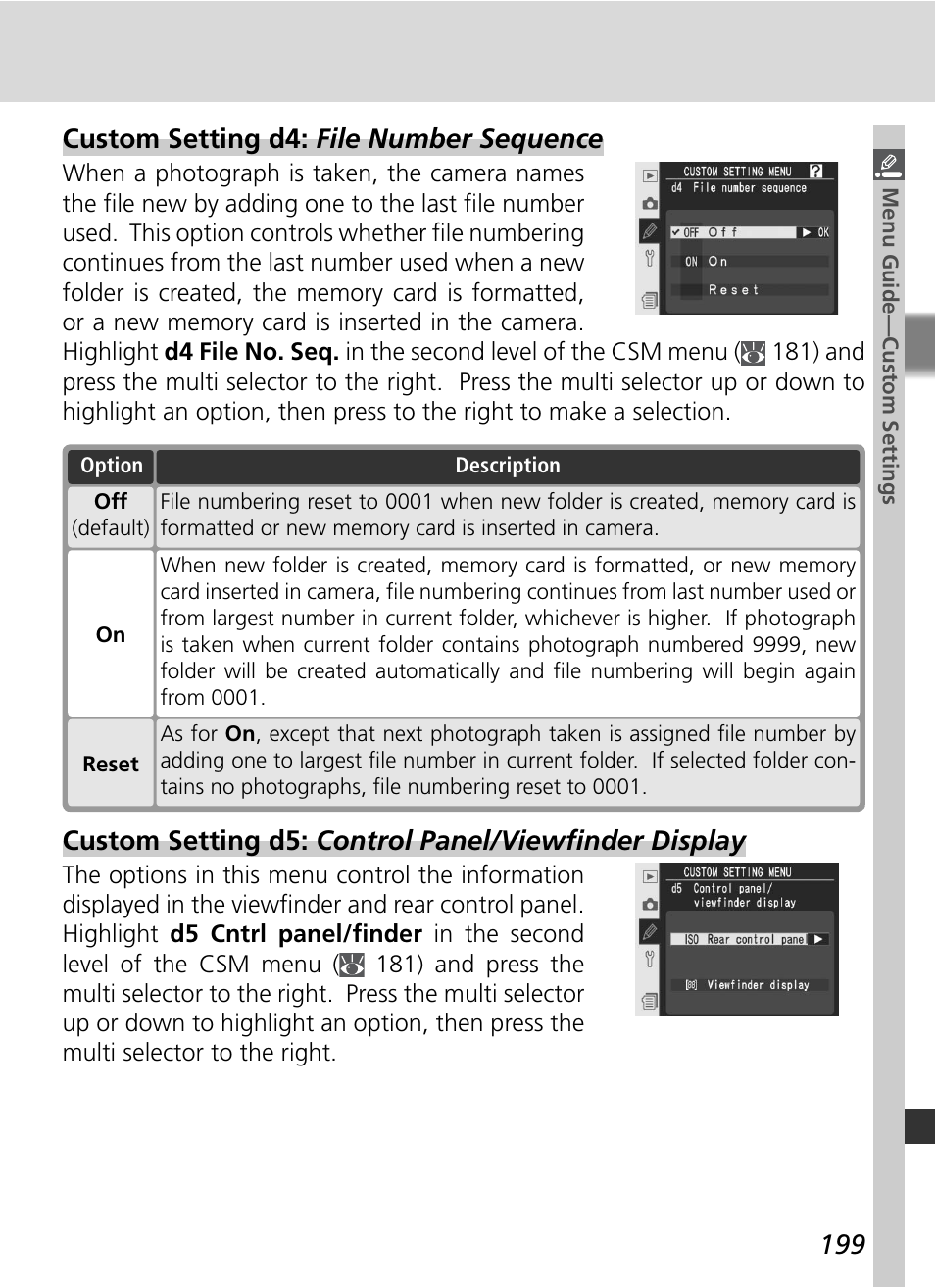 Custom setting d4: file number sequence | Nikon D2Xs User Manual | Page 213 / 288