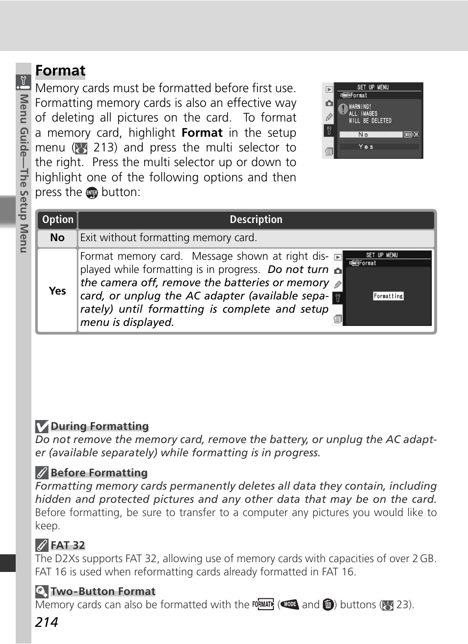 Format | Nikon D2Xs User Manual | Page 228 / 288