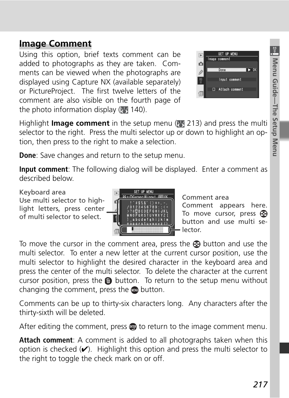 Image comment | Nikon D2Xs User Manual | Page 231 / 288