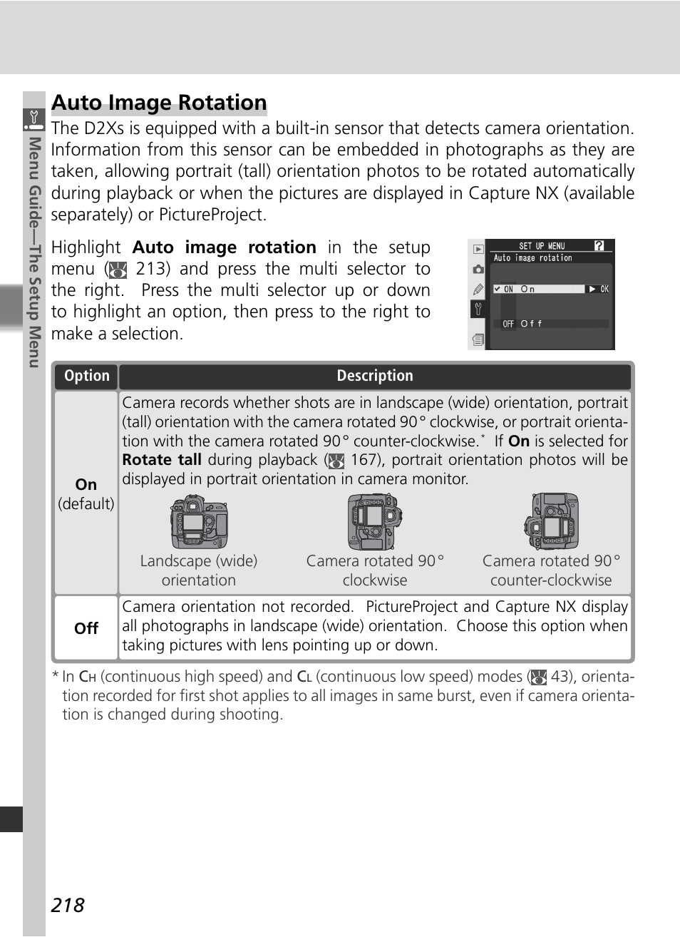 Auto image rotation | Nikon D2Xs User Manual | Page 232 / 288