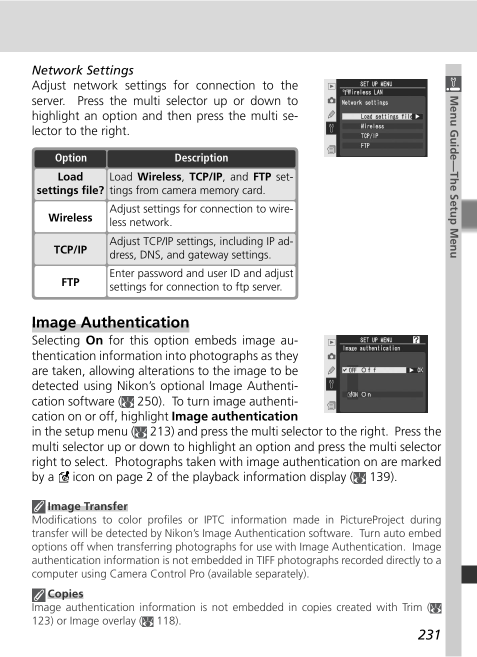 Image authentication | Nikon D2Xs User Manual | Page 245 / 288