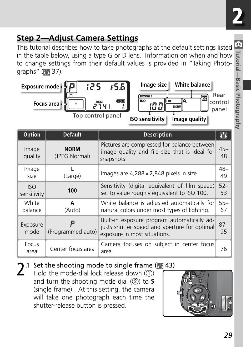 Step 2—adjust camera settings | Nikon D2Xs User Manual | Page 43 / 288