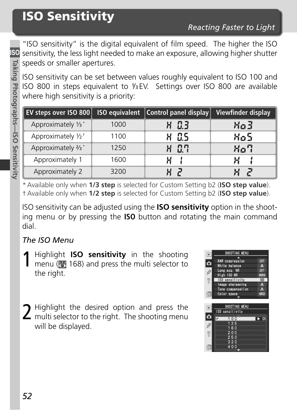 Iso sensitivity | Nikon D2Xs User Manual | Page 66 / 288