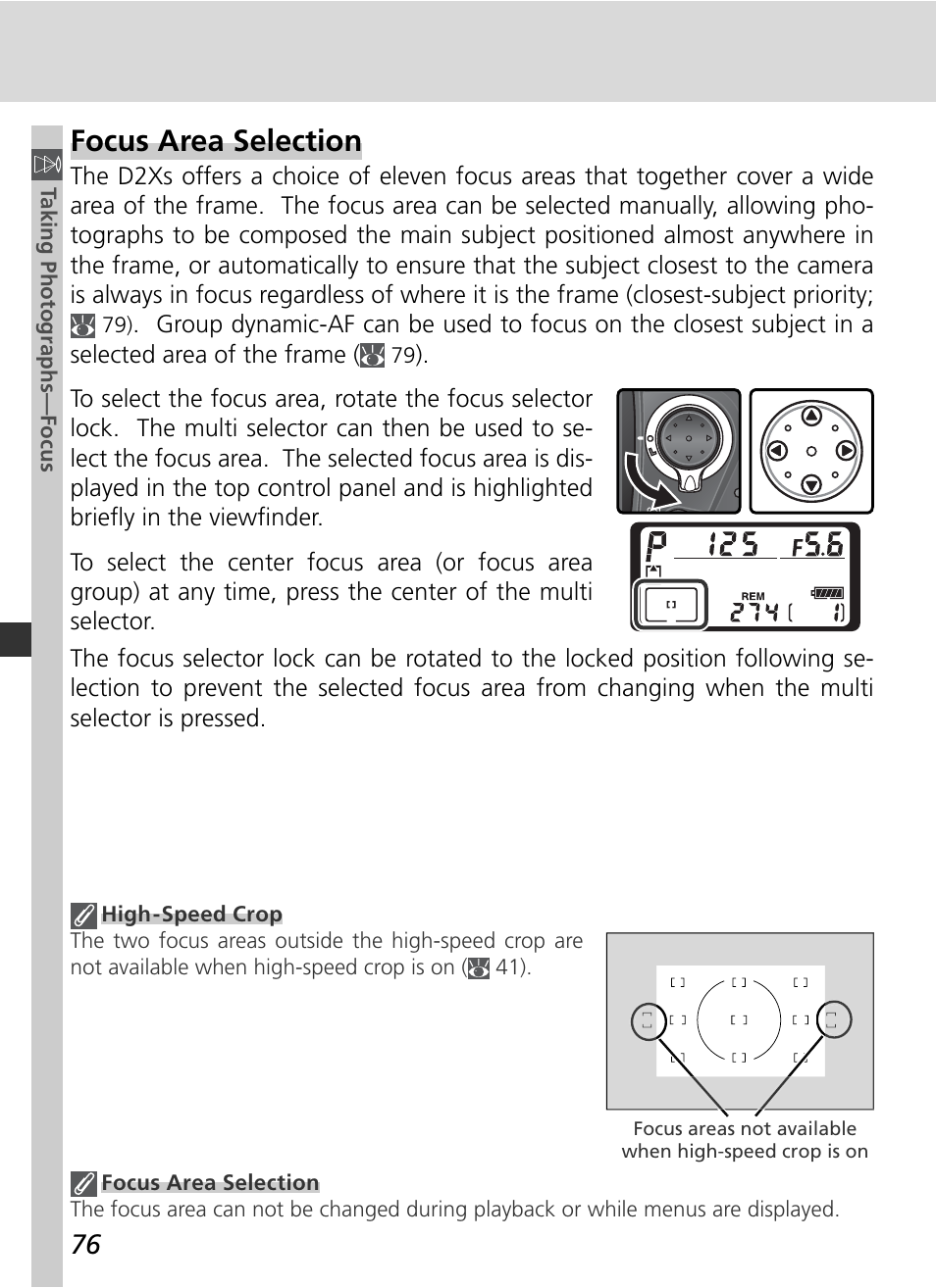 Focus area selection | Nikon D2Xs User Manual | Page 90 / 288