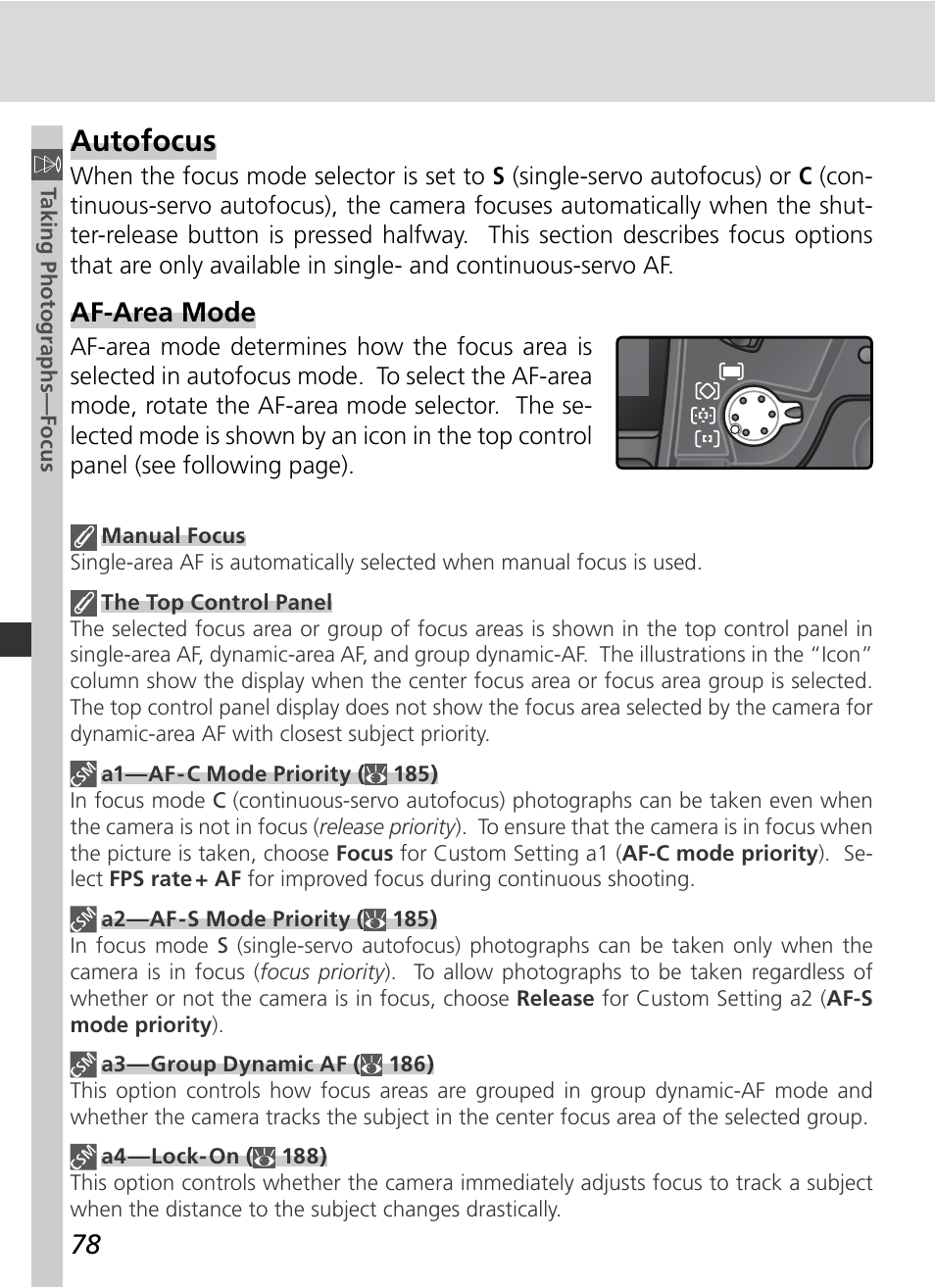 Autofocus, Af-area mode | Nikon D2Xs User Manual | Page 92 / 288