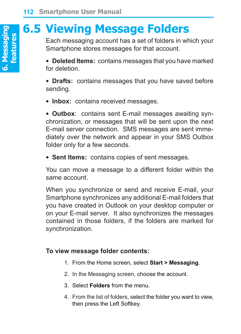 5 viewing message folders | Audiovox SMT5600 User Manual | Page 112 / 211