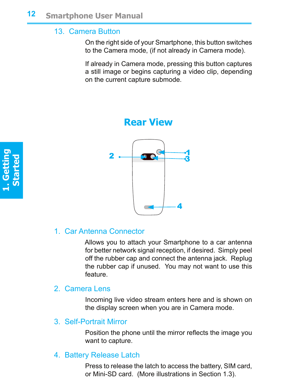 Rear view, Getting started | Audiovox SMT5600 User Manual | Page 12 / 211