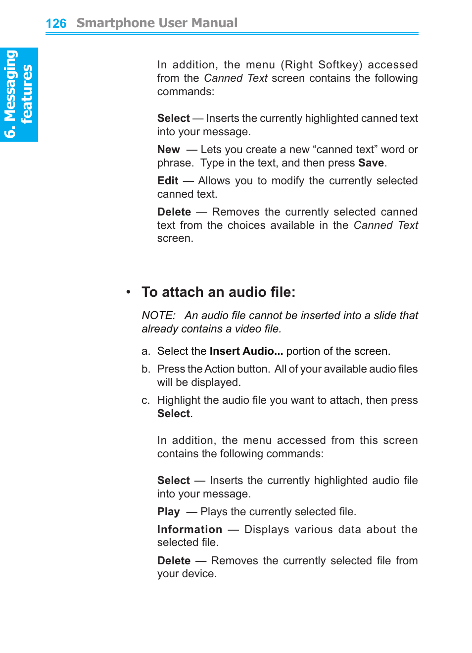 M es sa gi ng features, M es sa gin g features | Audiovox SMT5600 User Manual | Page 126 / 211