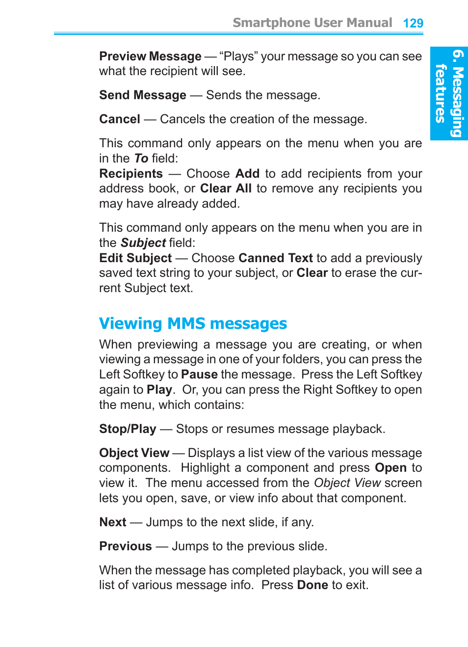 Viewing mms messages | Audiovox SMT5600 User Manual | Page 129 / 211