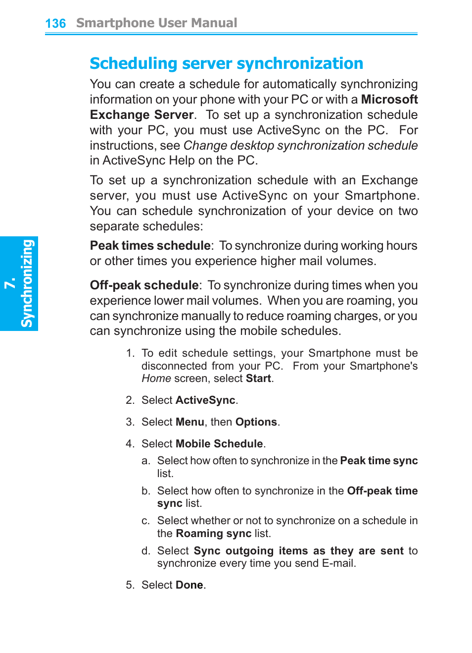 Scheduling server synchronization | Audiovox SMT5600 User Manual | Page 136 / 211