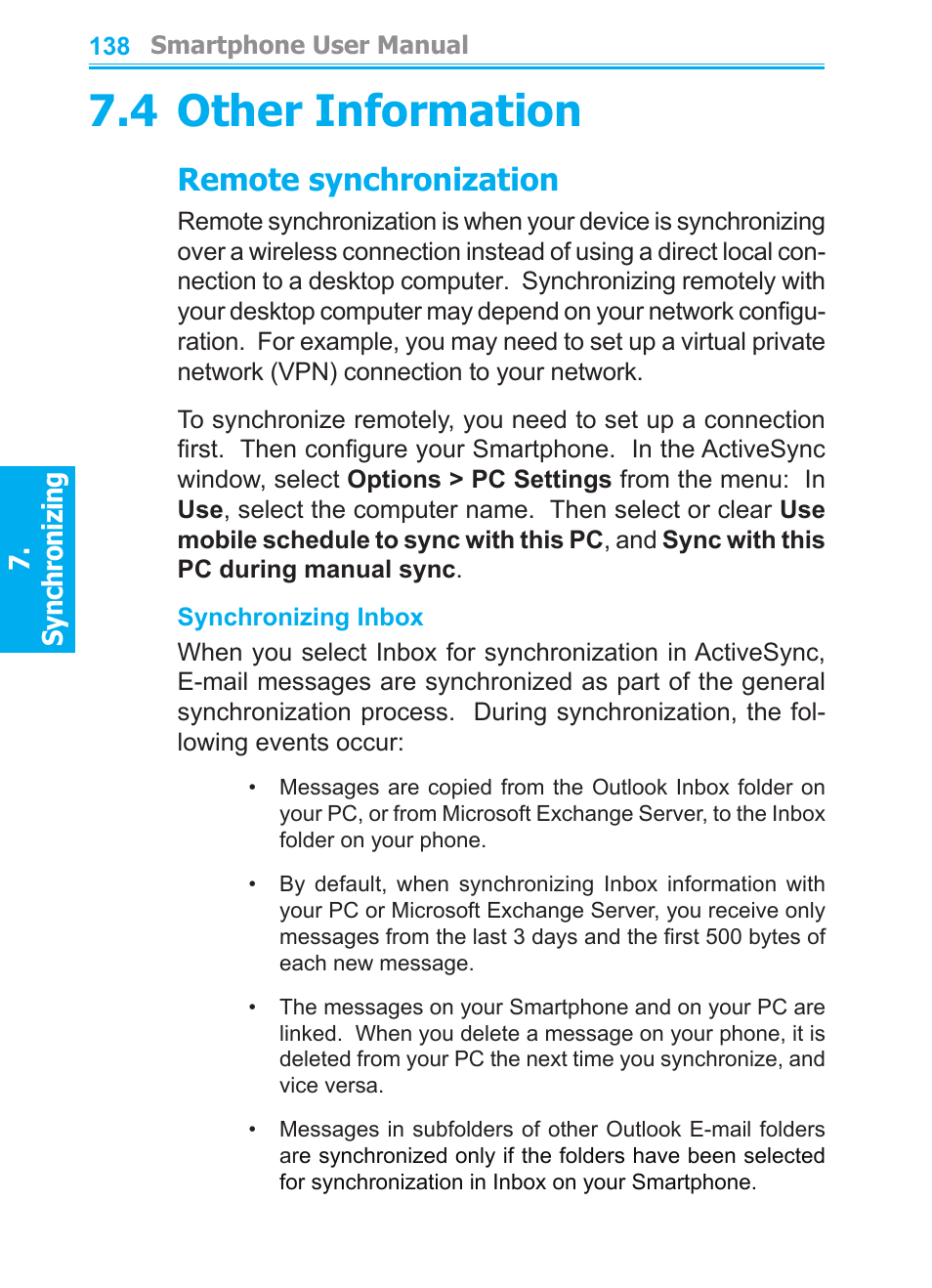 4 other information, Remote synchronization | Audiovox SMT5600 User Manual | Page 138 / 211