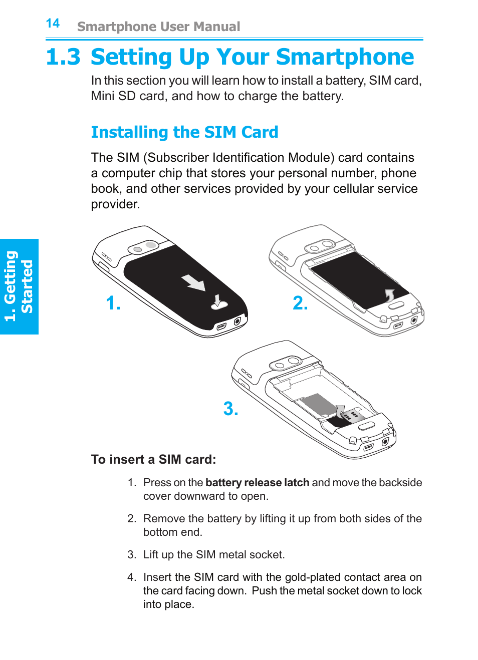 3 setting up your smartphone, Installing the sim card | Audiovox SMT5600 User Manual | Page 14 / 211