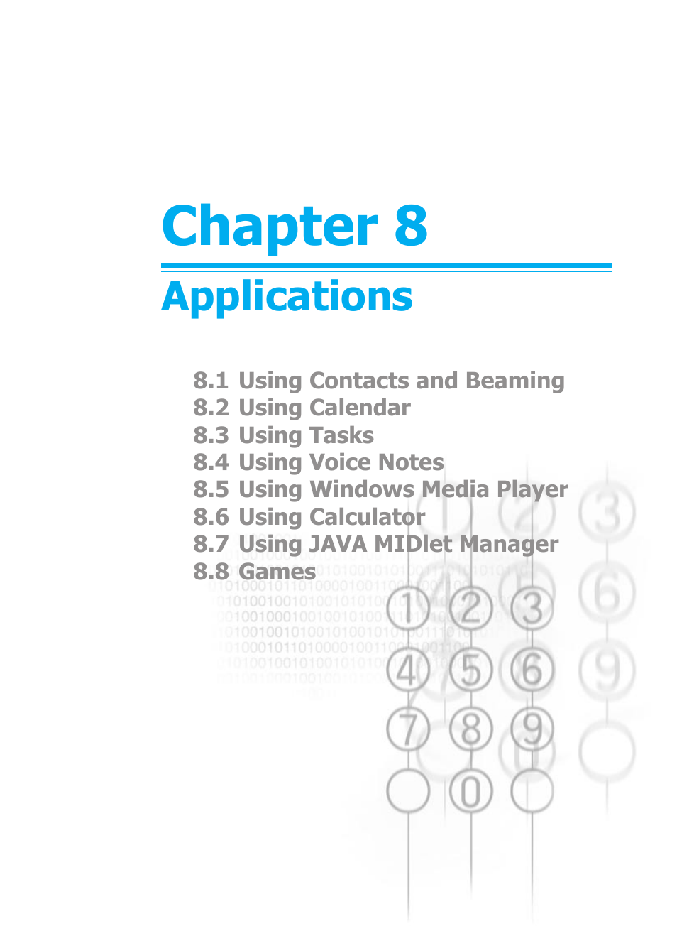 Chapter 8, Chapter 8 applications 1, Applications | Audiovox SMT5600 User Manual | Page 141 / 211