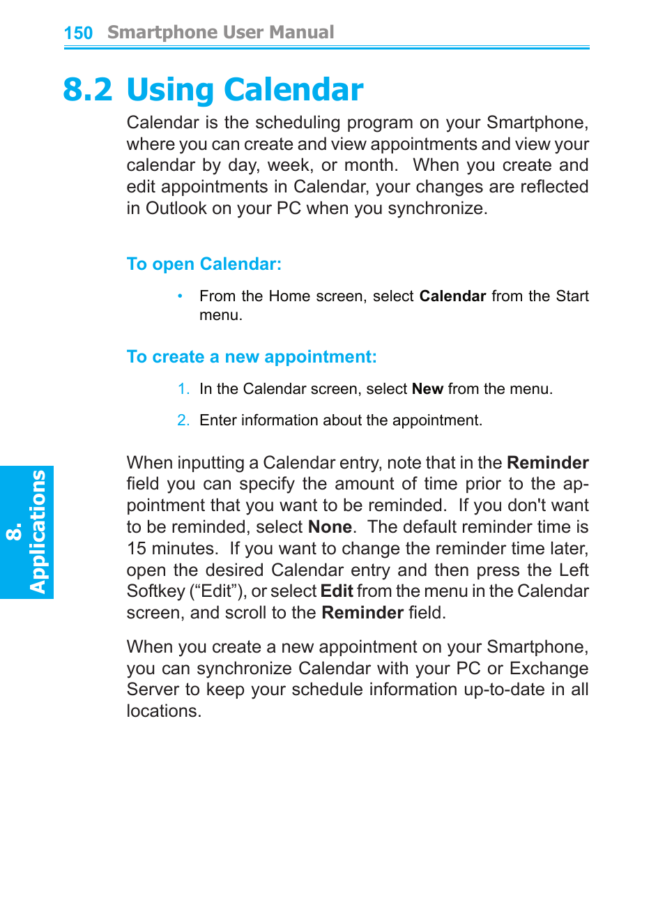 2 using calendar | Audiovox SMT5600 User Manual | Page 150 / 211