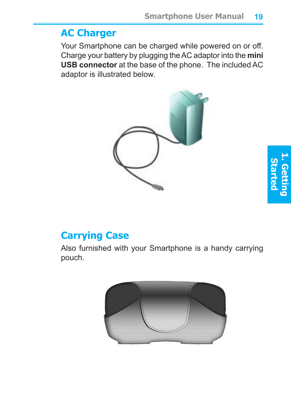 Ac charger, Carrying case | Audiovox SMT5600 User Manual | Page 19 / 211