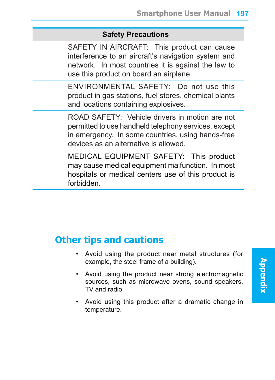 Other tips and cautions | Audiovox SMT5600 User Manual | Page 197 / 211