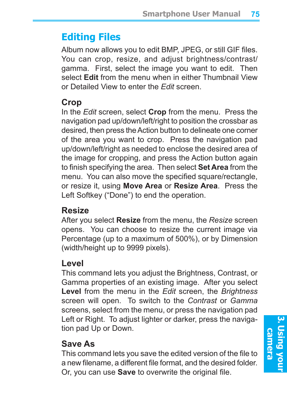 Editing files | Audiovox SMT5600 User Manual | Page 75 / 211