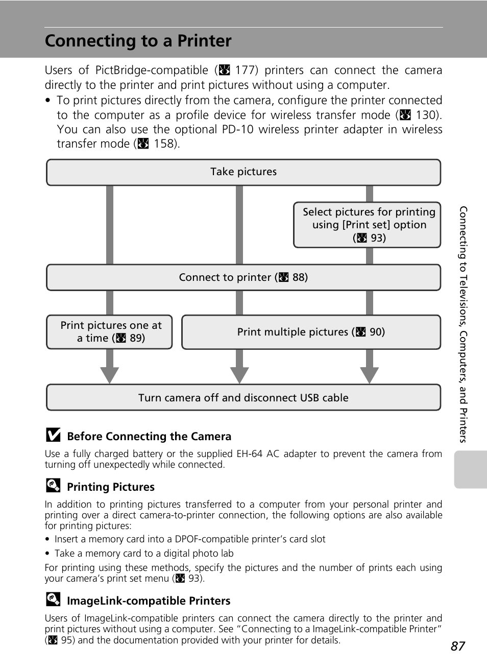 Connecting to a printer | Nikon S7c User Manual | Page 101 / 200