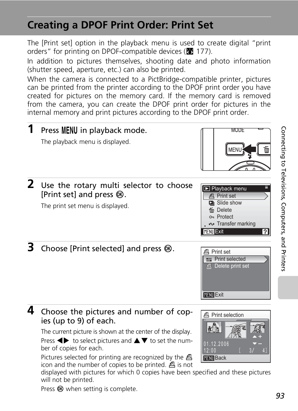 Creating a dpof print order: print set | Nikon S7c User Manual | Page 107 / 200