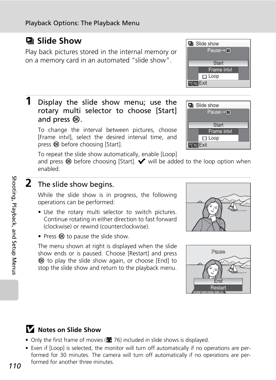 Zslide show, The slide show begins | Nikon S7c User Manual | Page 124 / 200