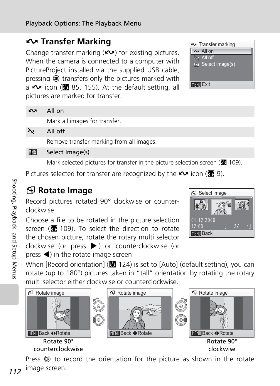 Etransfer marking, Grotate image | Nikon S7c User Manual | Page 126 / 200