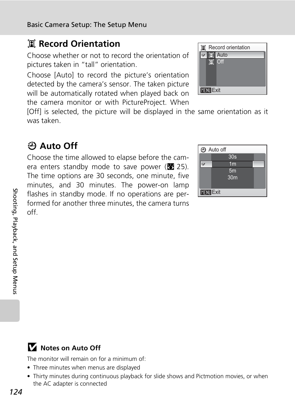 Irecord orientation, Iauto off | Nikon S7c User Manual | Page 138 / 200