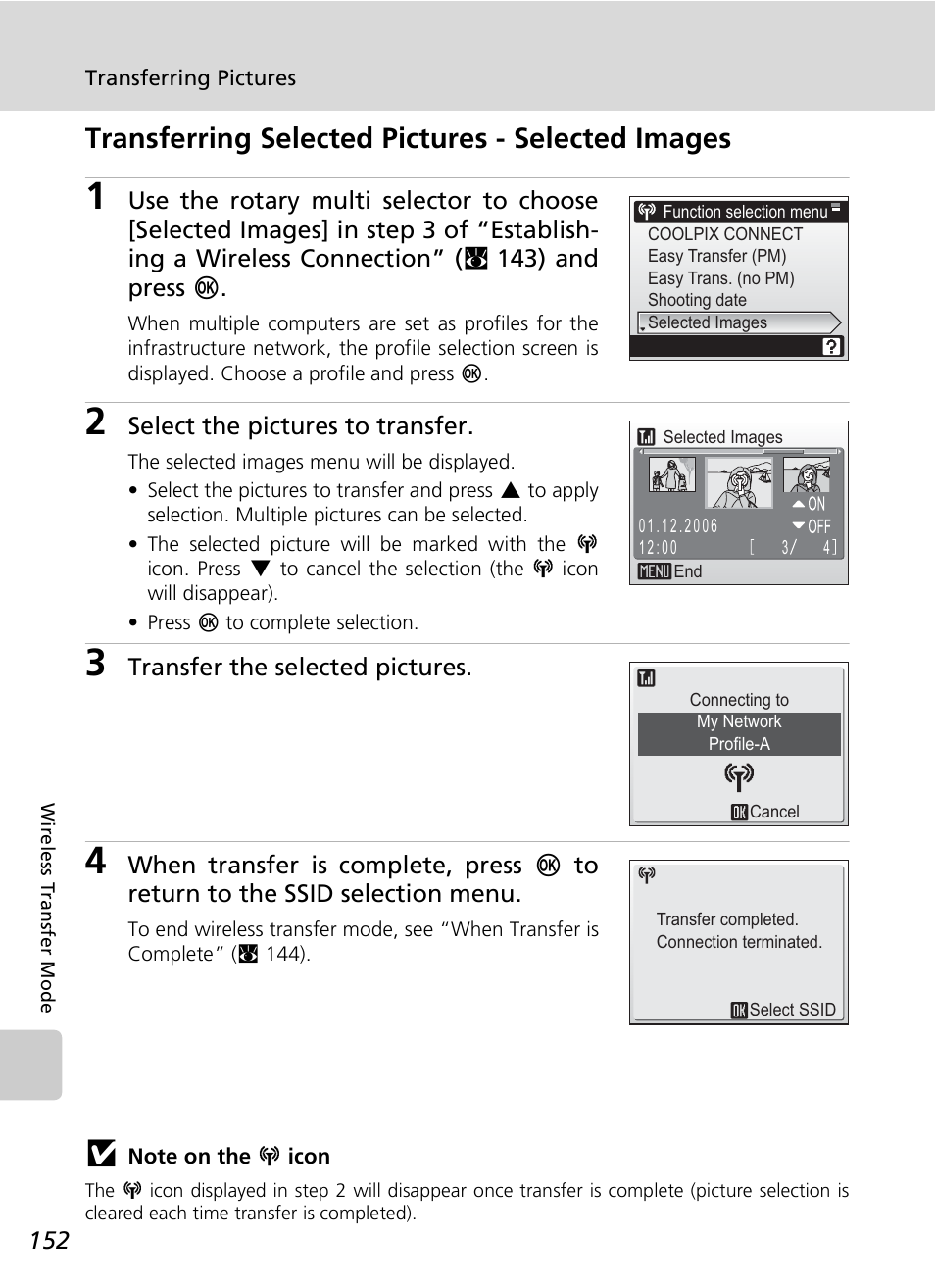 Transferring selected pictures - selected images | Nikon S7c User Manual | Page 166 / 200