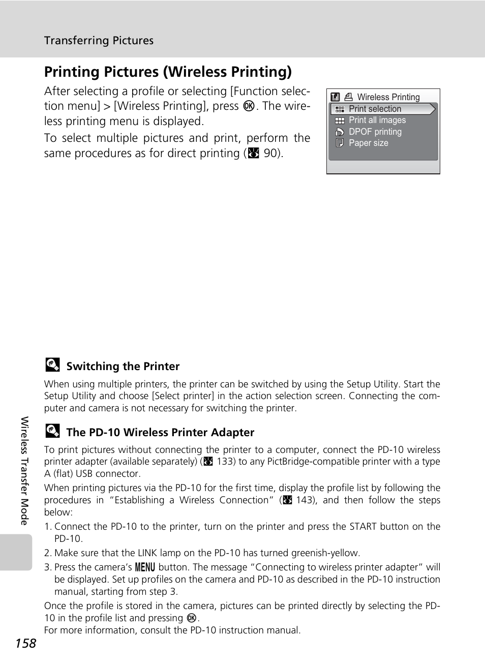 Printing pictures (wireless printing) | Nikon S7c User Manual | Page 172 / 200