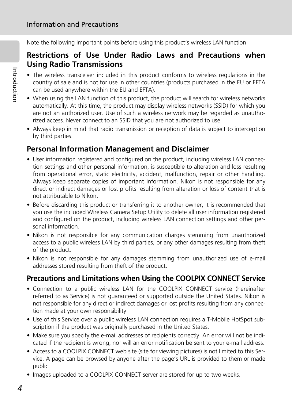 Personal information management and disclaimer | Nikon S7c User Manual | Page 18 / 200