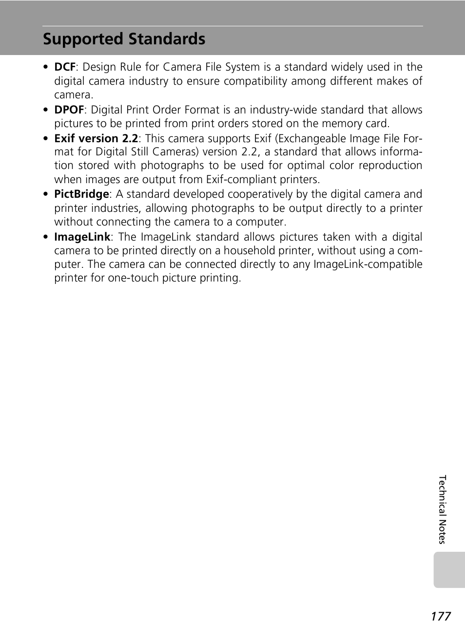 Supported standards | Nikon S7c User Manual | Page 191 / 200