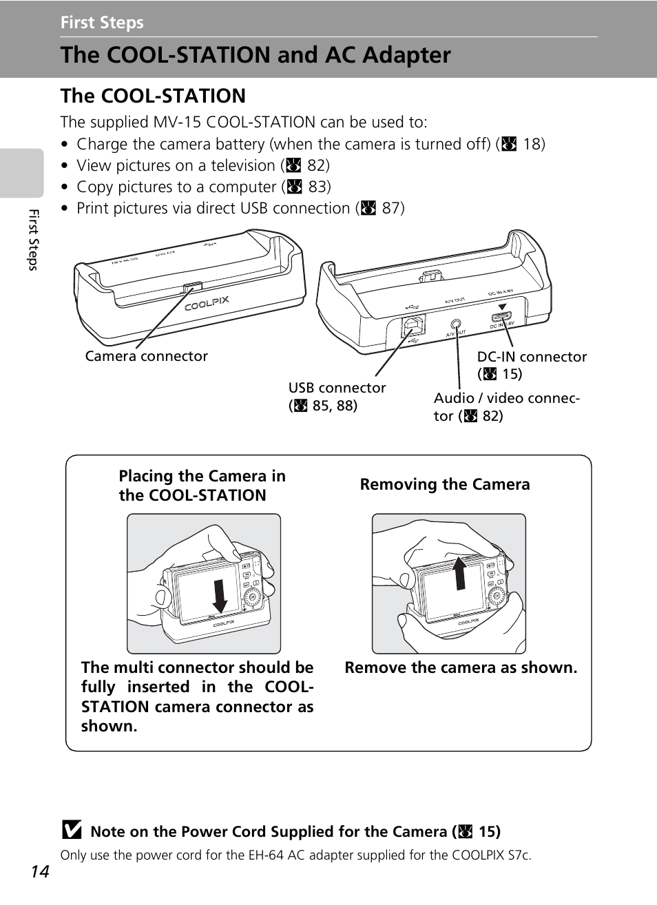 The cool-station and ac adapter, The cool-station | Nikon S7c User Manual | Page 28 / 200