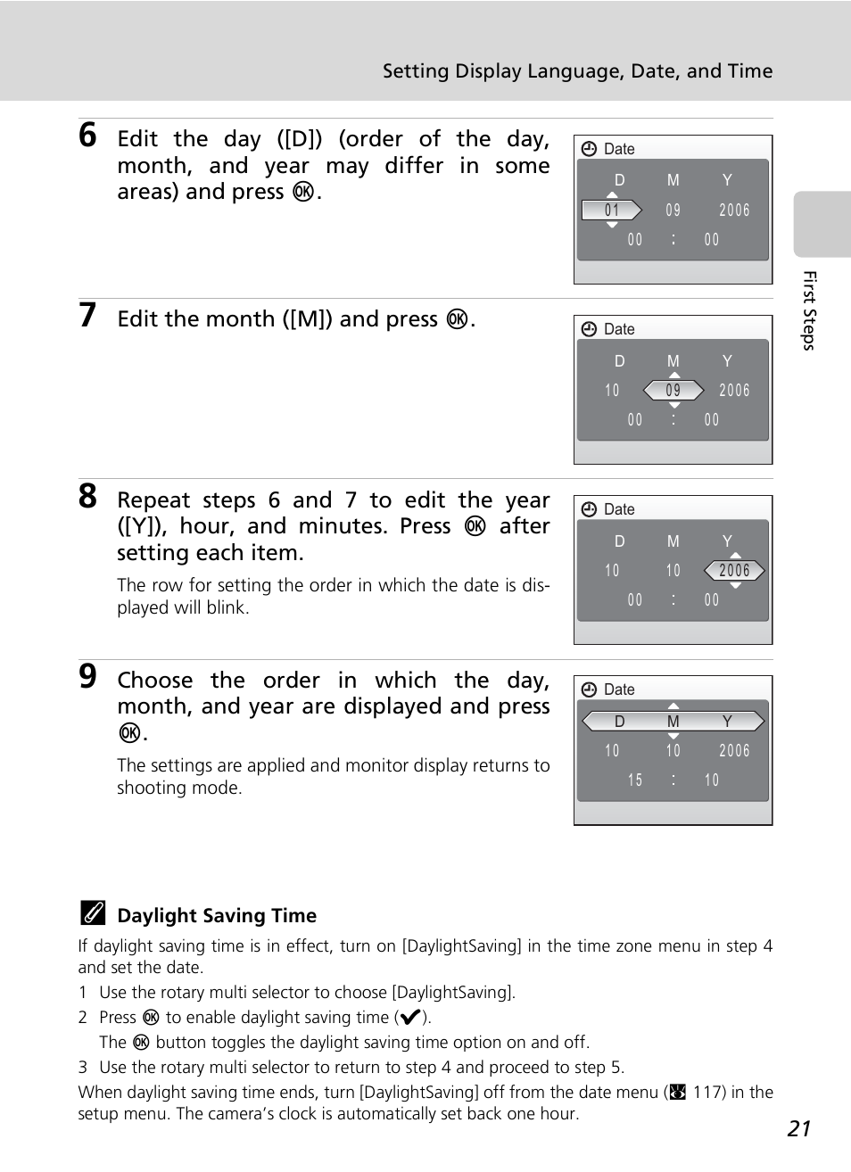 Edit the month ([m]) and press d | Nikon S7c User Manual | Page 35 / 200