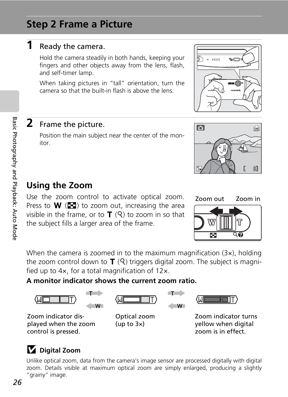 Step 2 frame a picture, Using the zoom | Nikon S7c User Manual | Page 40 / 200