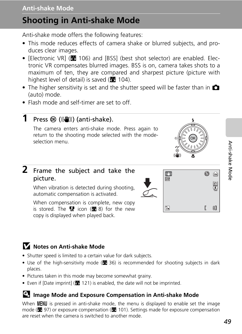 Shooting in anti-shake mode | Nikon S7c User Manual | Page 63 / 200