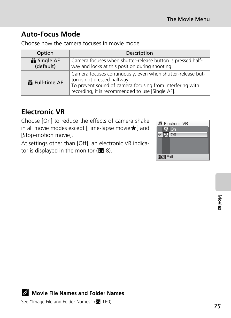 Auto-focus mode, Electronic vr | Nikon S7c User Manual | Page 89 / 200