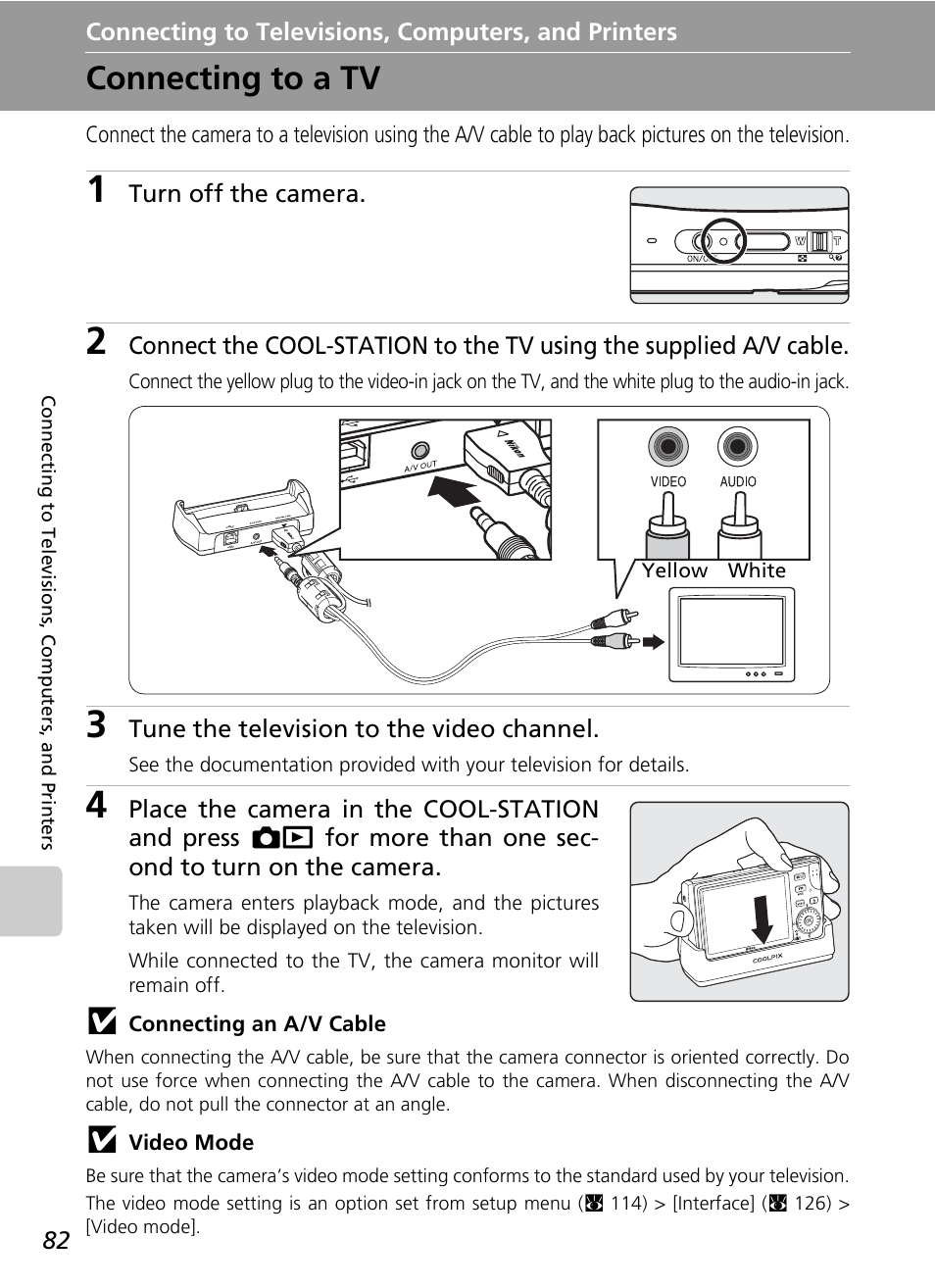 Connecting to a tv | Nikon S7c User Manual | Page 96 / 200