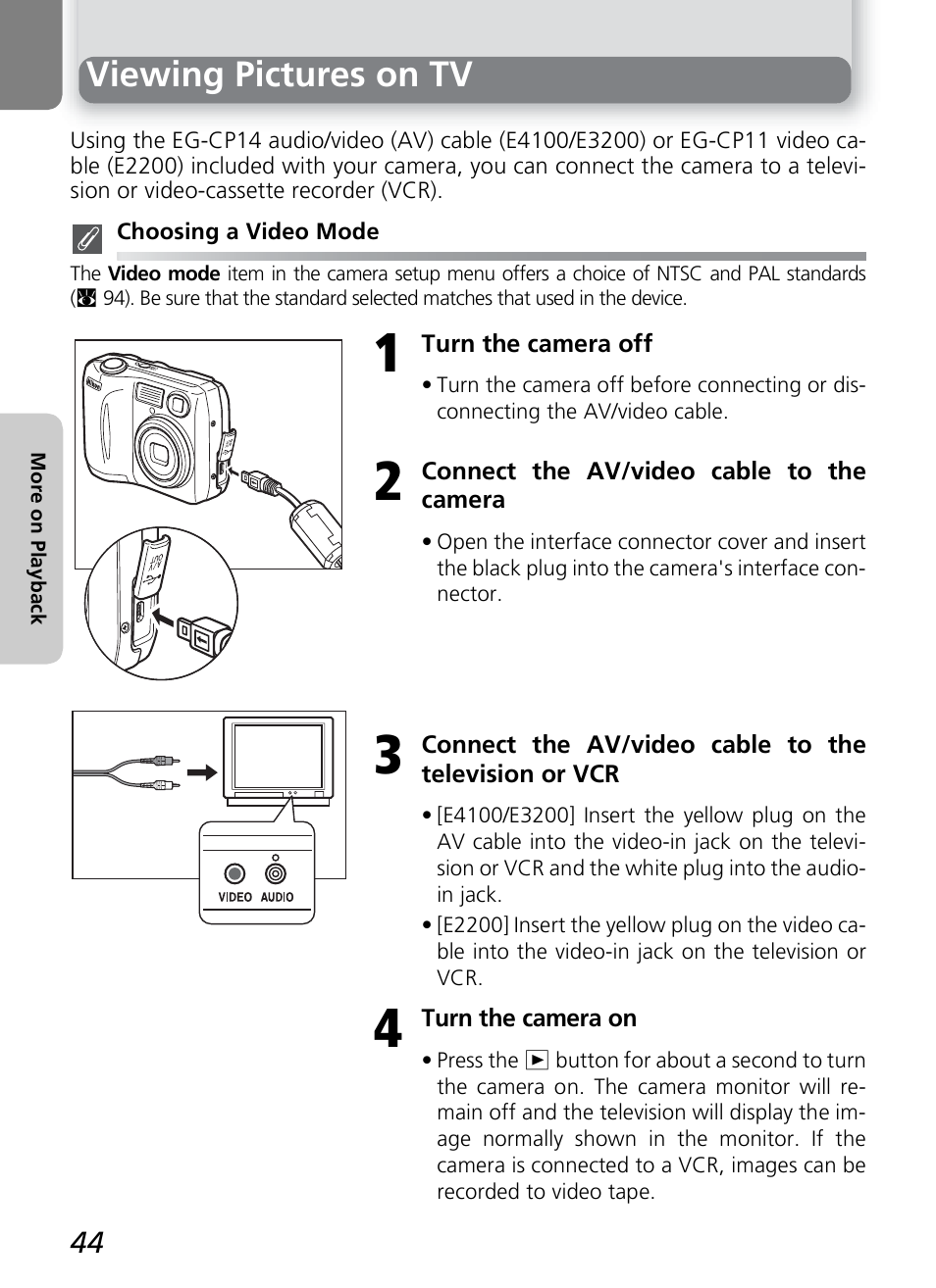 Viewing pictures on tv | Nikon 2200 - 3200 - 4100 User Manual | Page 54 / 120