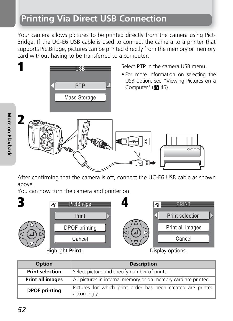 Printing via direct usb connection | Nikon 2200 - 3200 - 4100 User Manual | Page 62 / 120