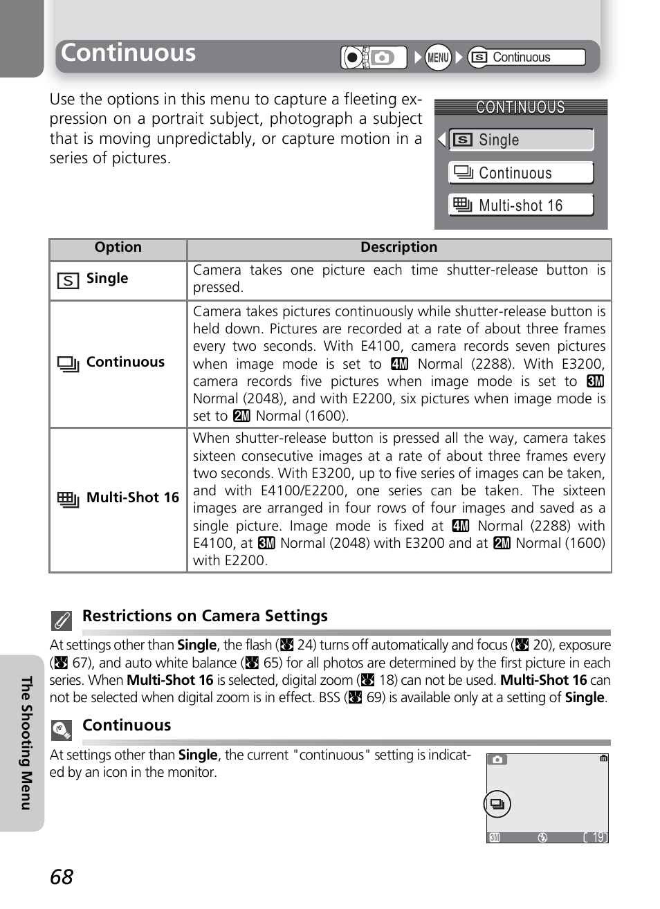 Continuous | Nikon 2200 - 3200 - 4100 User Manual | Page 78 / 120