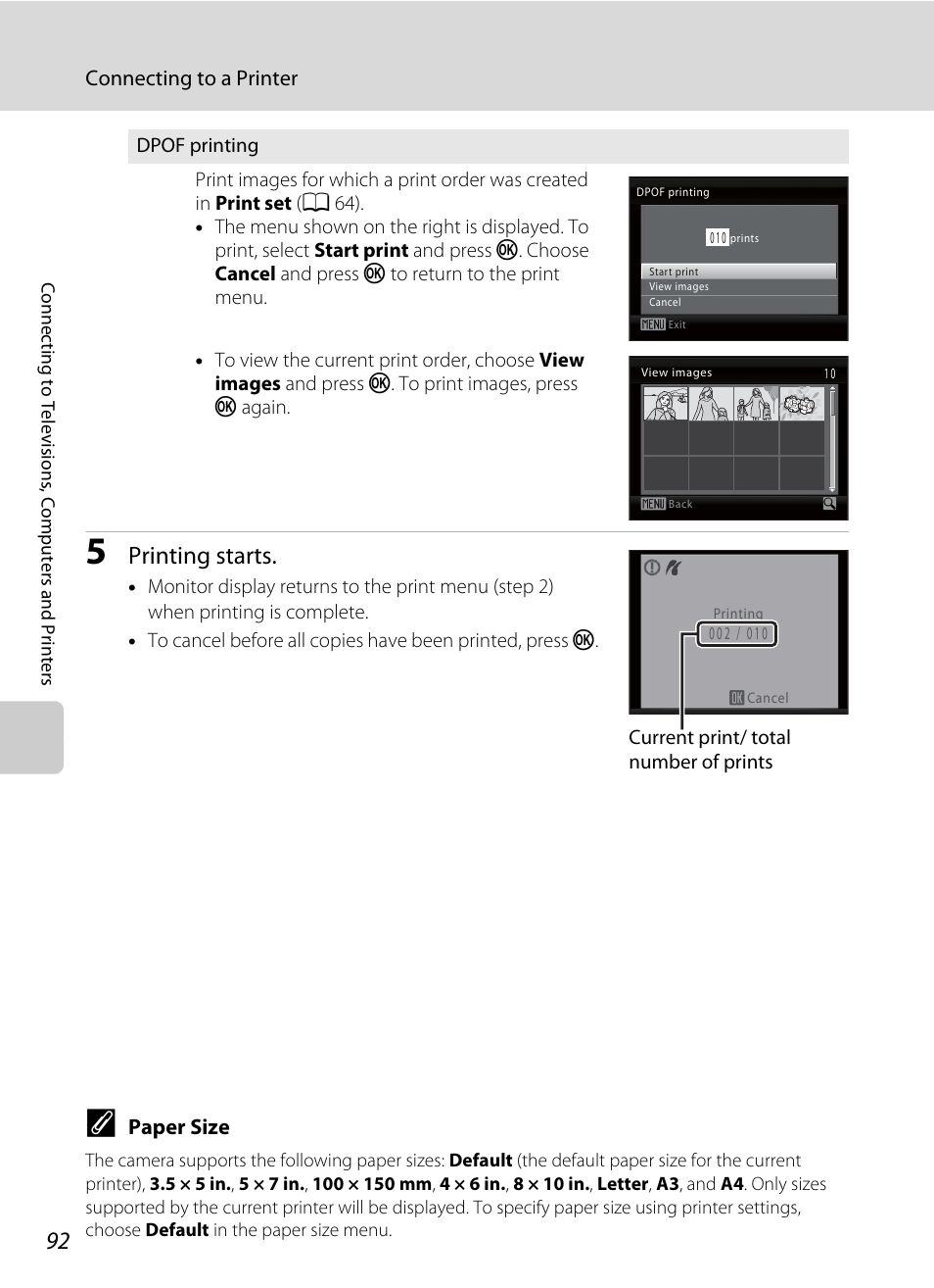 Printing starts | Nikon Coolpix L110 User Manual | Page 104 / 156