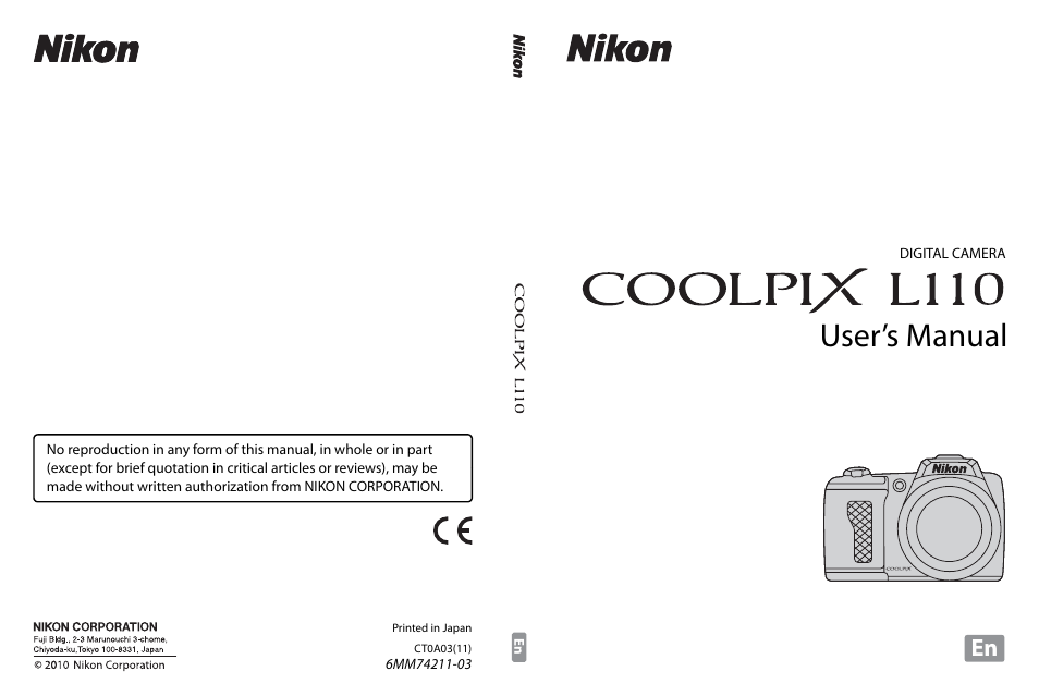 User’s manual | Nikon Coolpix L110 User Manual | Page 156 / 156