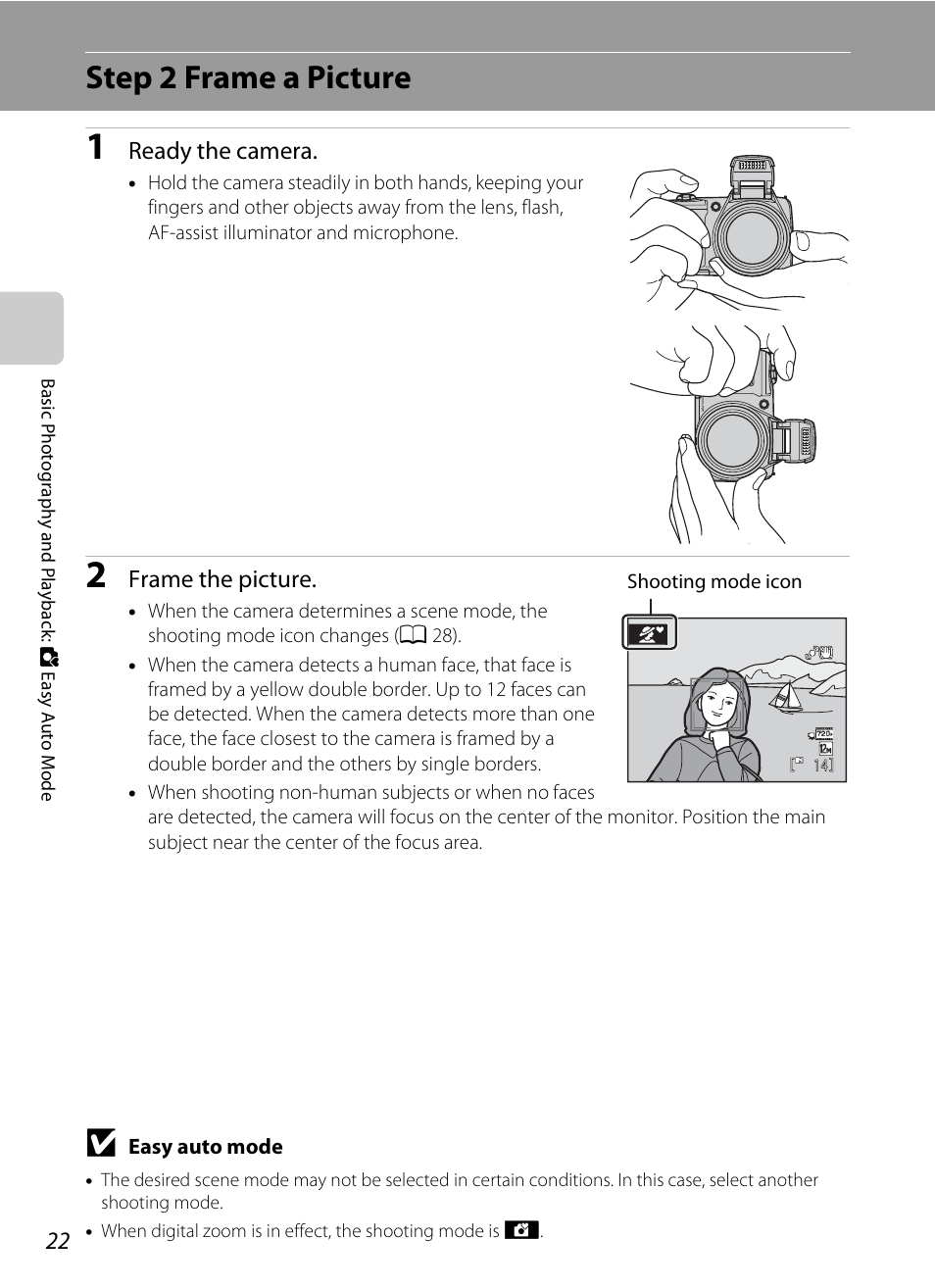 Step 2 frame a picture | Nikon Coolpix L110 User Manual | Page 34 / 156