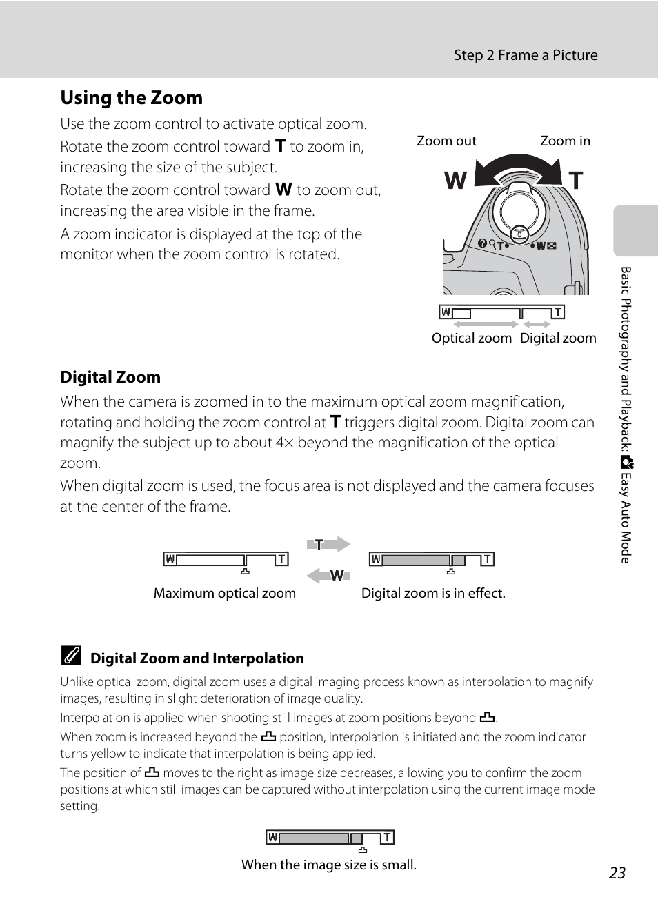 Using the zoom | Nikon Coolpix L110 User Manual | Page 35 / 156